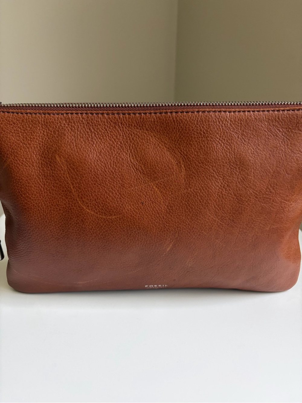 Fossil Tan Leather Crossbody with Key Charm - Picture 2 of 14
